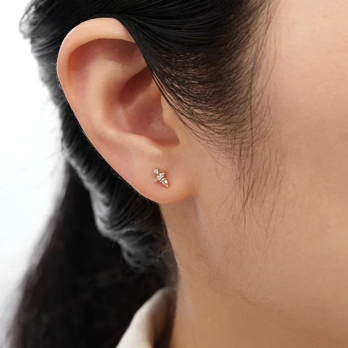 AURELIE GI LANI Pear and Round White Sapphire Stud Earring Earrings
