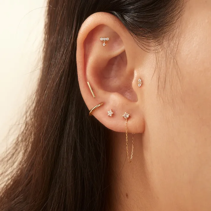 Earrings AURELIE GI DIANA Dangling Diamond Threadless Flatback Earring