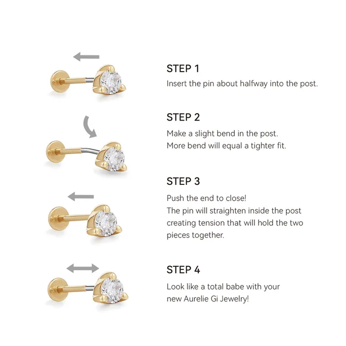 Earrings AURELIE GI DIANA Dangling Diamond Threadless Flatback Earring
