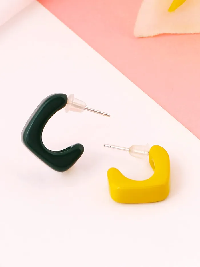 Earrings Yellow Chimes Yellow Chimes Earrings for Women and Girls Hoop Earrings for Girls Multicolor Half Hoop Mismatch Earrings Birthday Gift for girls and women Anniversary Gift for Wife