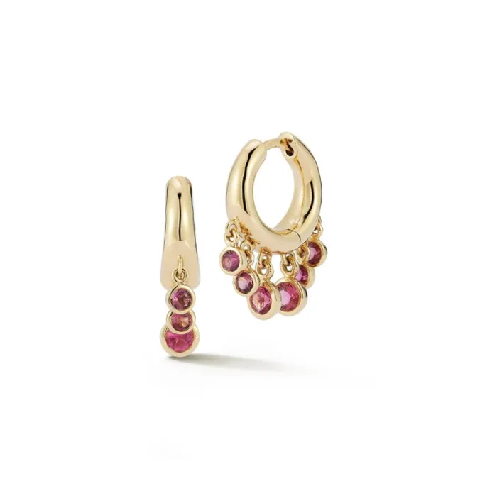 garland collection Earrings PINK TOURMALINE DANGLE HUGGIE