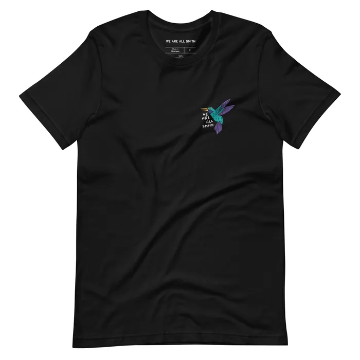 Hummingbird Unisex Black Short Sleeve tshirt WE ARE ALL SMITH Mens Jewelry Clothing Rings