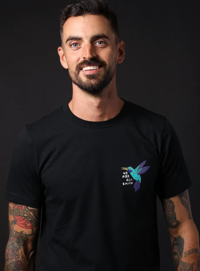 Hummingbird Unisex Black Short Sleeve tshirt WE ARE ALL SMITH Mens Jewelry Clothing Rings