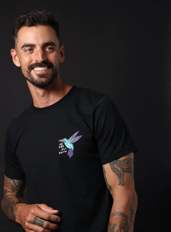 Hummingbird Unisex Black Short Sleeve tshirt WE ARE ALL SMITH Mens Jewelry Clothing Rings