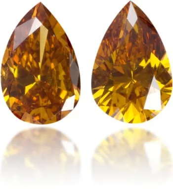 Langerman Diamonds Earrings Natural Orange Diamond Pear Shape 060 ct set