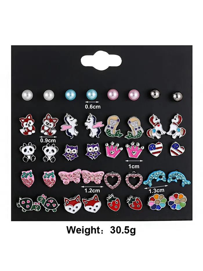 Melbees by Yellow Chimes Stud Earrings for Girls Set of 20 Pairs of Cute ShapesCharactersFloral Shaped Combo Studs Earrings For Kids And Girls Yellow Chimes Earrings