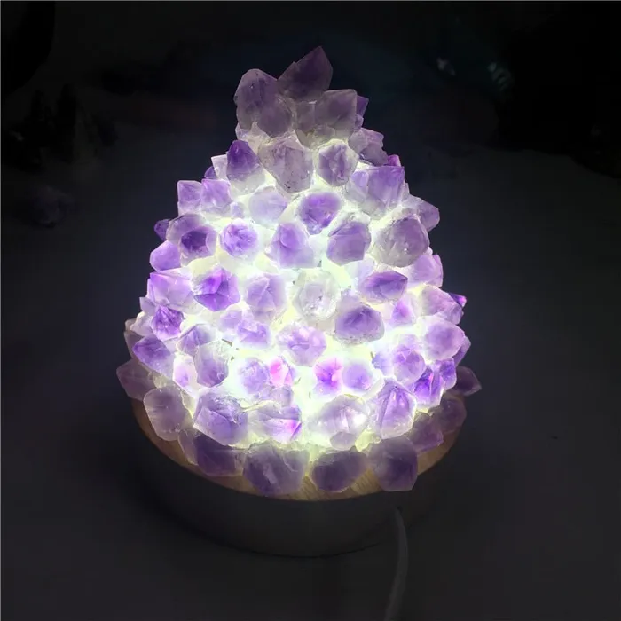 metamorphidi Necklaces Amethyst Quartz Healing Crystal Meditation Lamp
