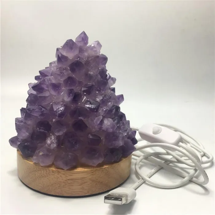 metamorphidi Necklaces Amethyst Quartz Healing Crystal Meditation Lamp