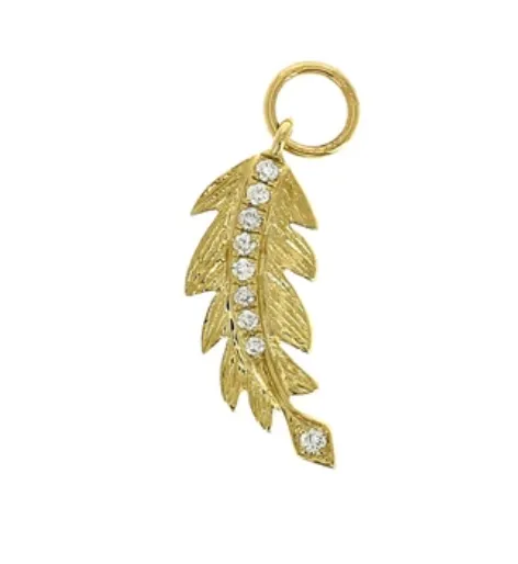 Millo Jewelry Earrings Small Etched Feather Pave Diamond Center
