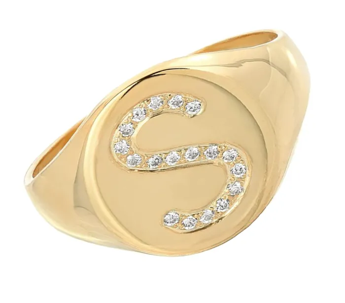 Millo Jewelry Rings Signet Statement Initial Diamond Ring