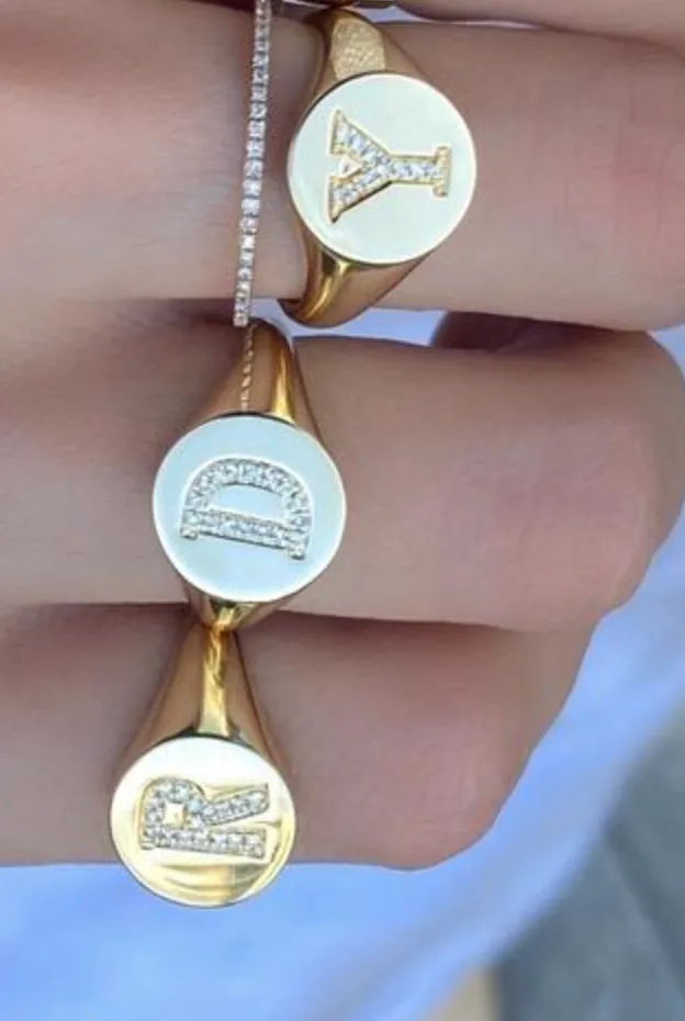Millo Jewelry Rings Signet Statement Initial Diamond Ring