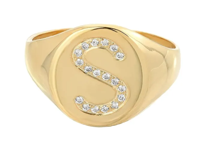 Millo Jewelry Rings Signet Statement Initial Diamond Ring