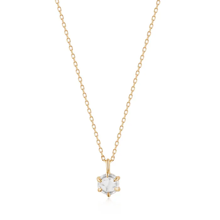Necklaces AURELIE GI MARILYN Rose Cut White Sapphire Solitaire Necklace