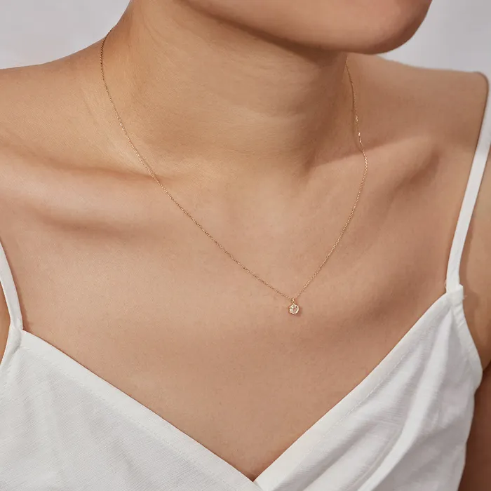 Necklaces AURELIE GI MARILYN Rose Cut White Sapphire Solitaire Necklace