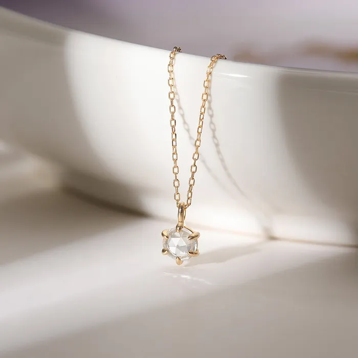 Necklaces AURELIE GI MARILYN Rose Cut White Sapphire Solitaire Necklace