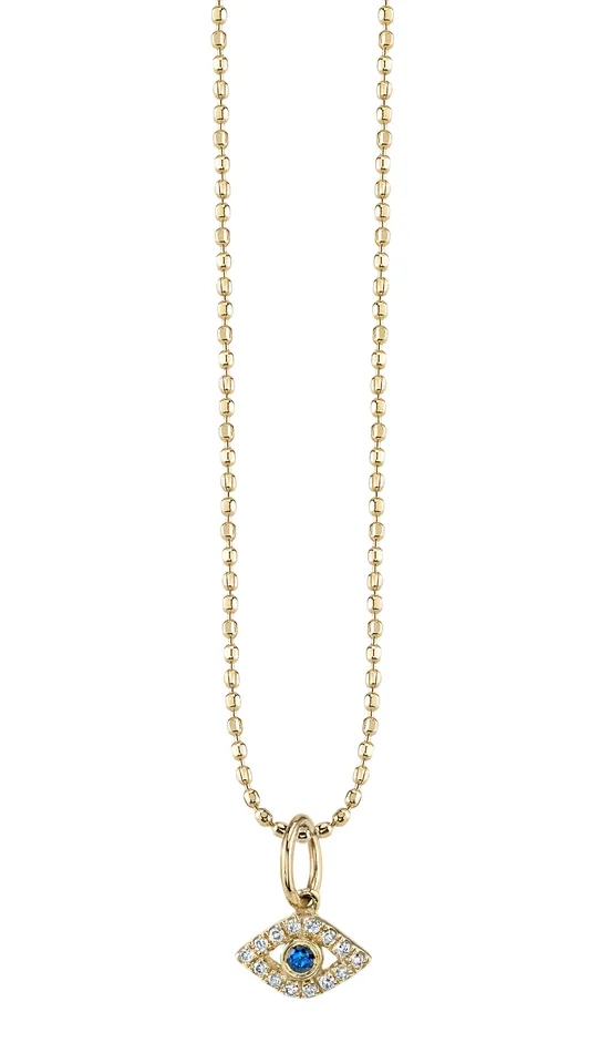Necklaces Sydney Evan Tiny Bezel Evil Eye Charm