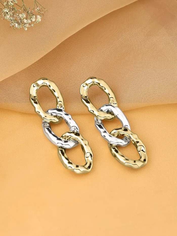Necklaces Yellow Chimes Earrings for Women and Girls Drop Earrings for Girls Dual Toned Chain Drop Designed Drop Earrings Birthday Gift for girls and women Anniversary Gift for Wife Yellow Chimes