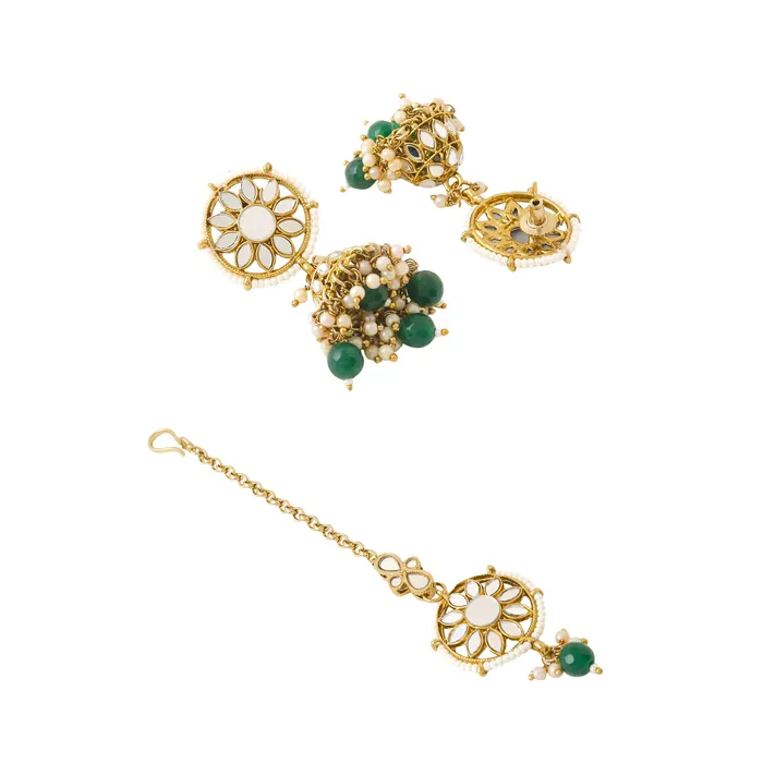 Necklaces Yellow Chimes Yellow Chimes Jewellery Set for Women and Girls Beads Necklace Set for Women Gold Tone Green Beads Beaded Choker Necklace Set Birthday Gift for girls and women Anniversary Gift for Wife
