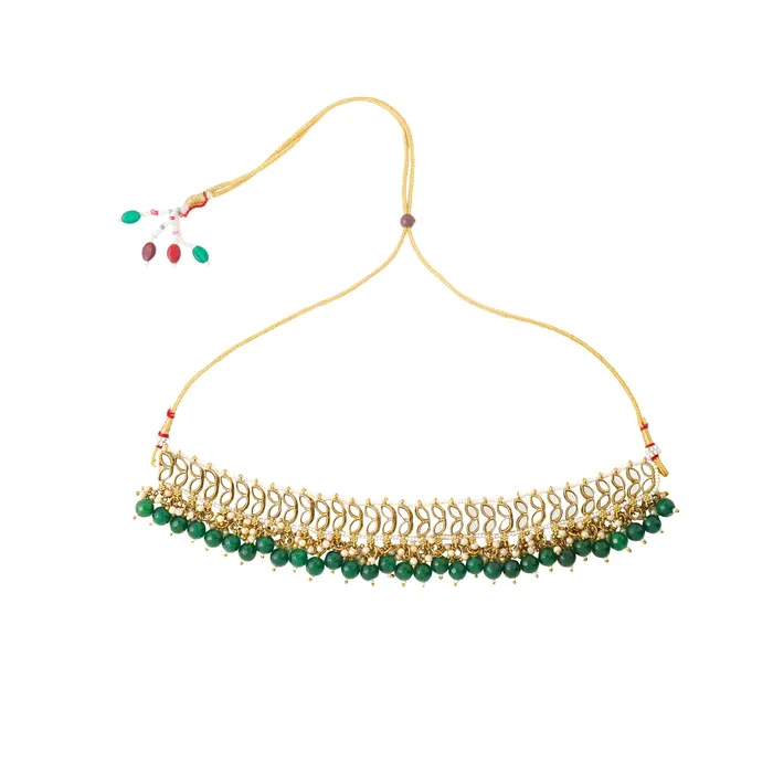 Necklaces Yellow Chimes Yellow Chimes Jewellery Set for Women and Girls Beads Necklace Set for Women Gold Tone Green Beads Beaded Choker Necklace Set Birthday Gift for girls and women Anniversary Gift for Wife