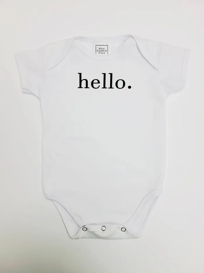 Pico Charlie Co Rings WhiteOnesie Hello