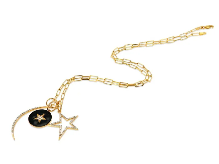 Rachel Reid Earrings Diamond Crescent Moon Charm Rachel Reid Earrings Diamond Crescent Moon Charm