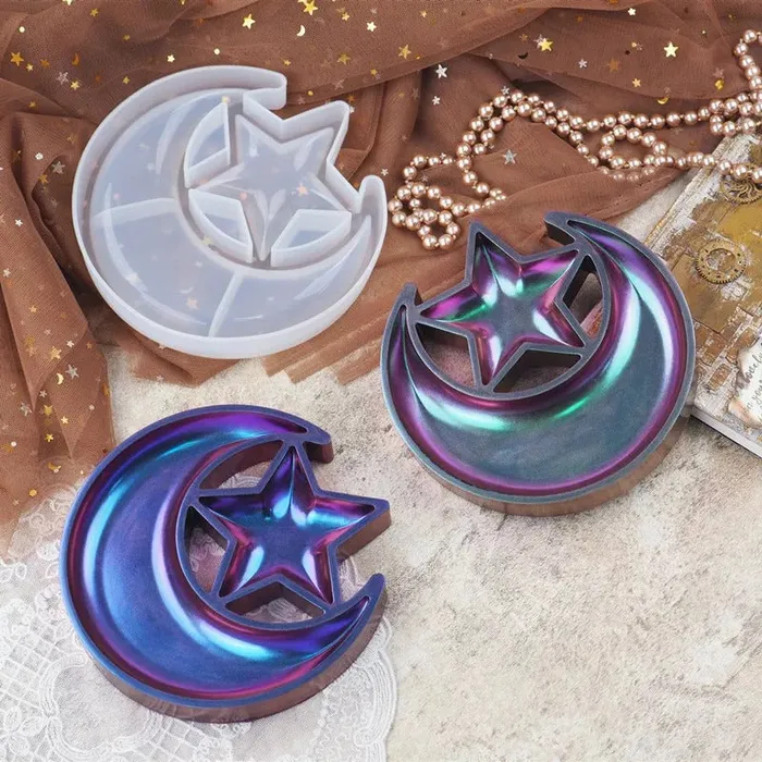 Resinarthub Star Moon Plate Dish Jewelry Storage Mould Earrings