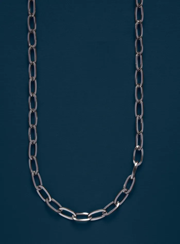 WE ARE ALL SMITH Necklaces Waterproof Silver 55mm Thick Oval Cable Chain Necklace
