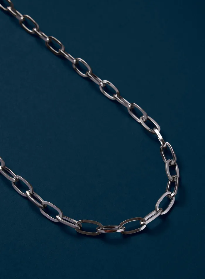WE ARE ALL SMITH Necklaces Waterproof Silver 55mm Thick Oval Cable Chain Necklace