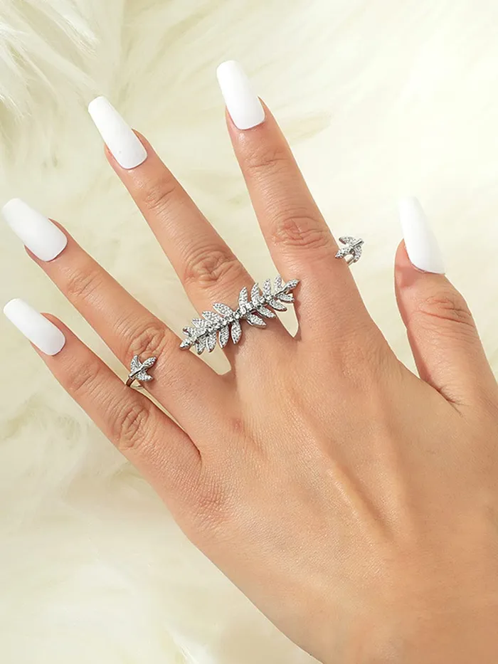Yellow Chimes 3 Finger Ring for Women Stylish Latest Trend Fashion cocktail Ring for Women Yellow Chimes Necklaces