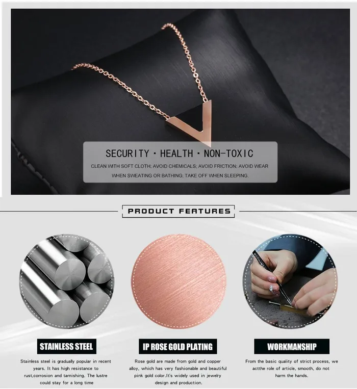 Yellow Chimes Bracelets Yellow Chimes Western Style The V Sign Rose Gold Stainless Steel Never Fading Pendant for Women Girls