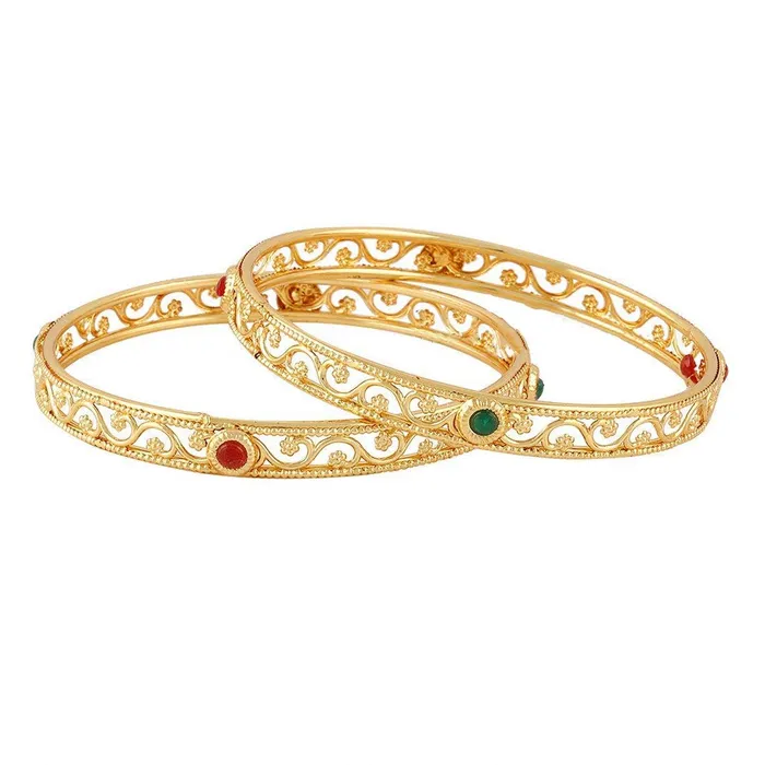 Yellow Chimes Classic Look 2 Pcs Bangle Set Gold Plated Traditional Ethnic Bangles for Women and Girls 28 Yellow Chimes Necklaces