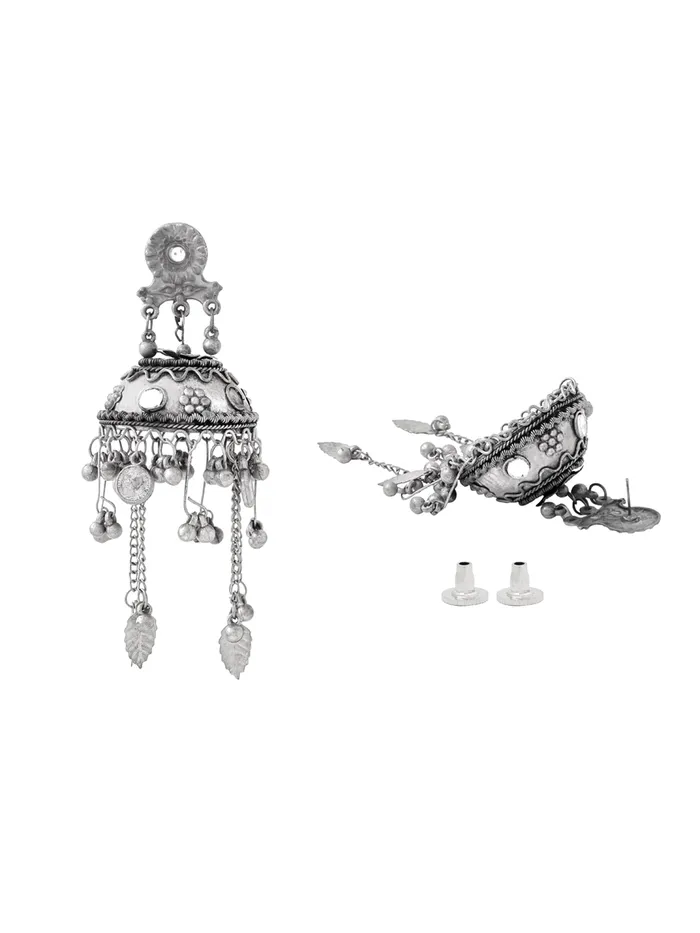 Yellow Chimes Earrings for Women and Girls Traditional Silver Oxidised Jhumka Earrings German Silver Big Jhumki Earrings Birthday Gift For girls and women Anniversary Gift for Wife Yellow Chimes Rings