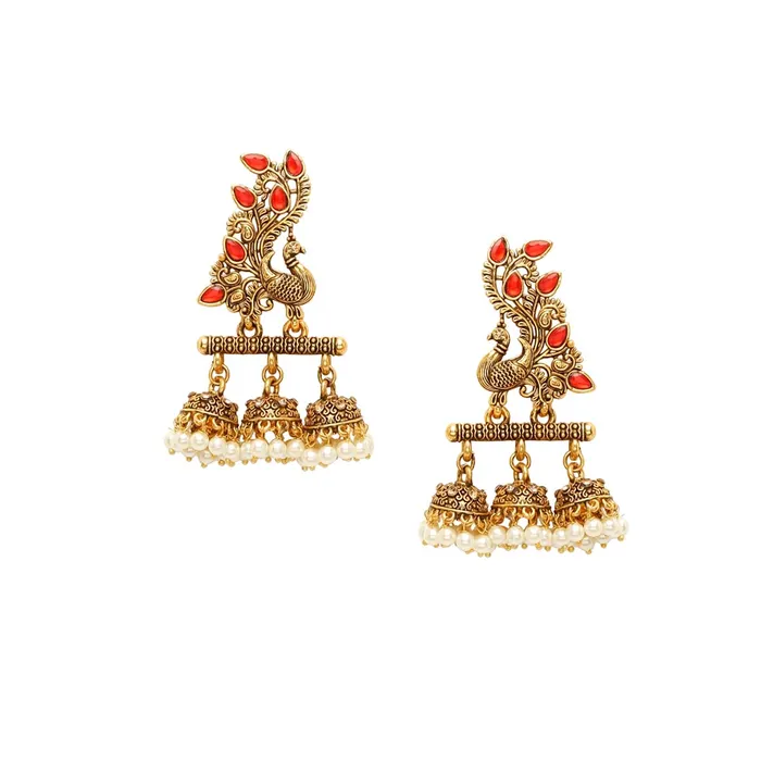 Yellow Chimes Earrings for Women Oxidised Gold Pink Crystal Studded Peacock Designed Jhumka Jhumki Earrings for Women and Girls Yellow Chimes Earrings Yellow Chimes Earrings for Women Oxidised Gold Pink Crystal Studded Peacock Designed Jhumka Jhumki Earrings for Women and Girls Yellow Chimes Earrings