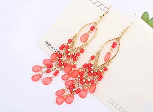 Yellow Chimes Earrings Yellow Chimes Danglers Earrings for Women Combo 2 Pairs Feminine Colors Gold Plated Long Dangle Earrings for Women and Girls
