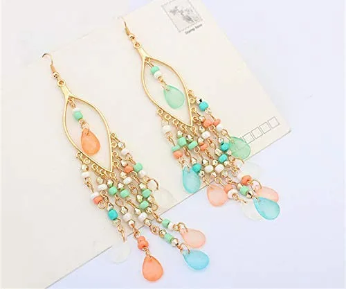 Yellow Chimes Earrings Yellow Chimes Danglers Earrings for Women Combo 2 Pairs Feminine Colors Gold Plated Long Dangle Earrings for Women and Girls