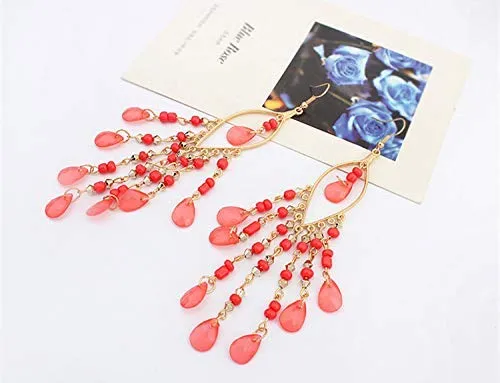 Yellow Chimes Earrings Yellow Chimes Danglers Earrings for Women Combo 2 Pairs Feminine Colors Gold Plated Long Dangle Earrings for Women and Girls