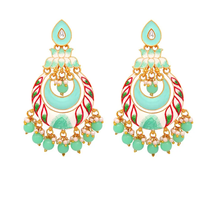 Yellow Chimes Earrings Yellow Chimes Ethnic Gold Plated Traditional Meenakari Floral Design Beads Chandbali Dangler Earrings for Women and Girls green medium YCTJER760MKLTGR Yellow Chimes Earrings Yellow Chimes Ethnic Gold Plated Traditional Meenakari Floral Design Beads Chandbali Dangler Earrings for Women and Girls green medium YCTJER760MKLTGR