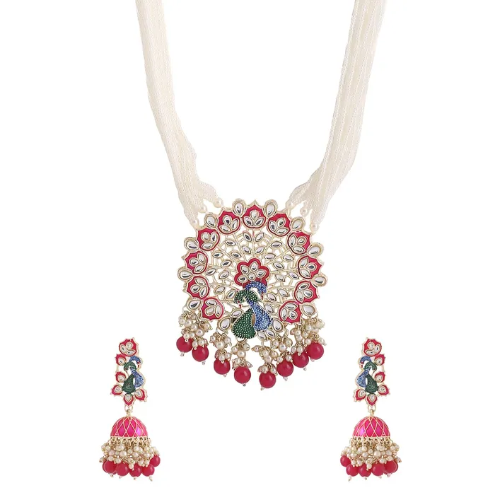 Yellow Chimes Necklaces Yellow Chimes Jewellery Set for Women and Girls Kundan Necklace Set Gold Plated Kundan Studded Peacock Designed Meenakari Touch Beads Beaded Necklace Set Anniversary Gift for Wife Yellow Chimes Necklaces Yellow Chimes Jewellery Set for Women and Girls Kundan Necklace Set Gold Plated Kundan Studded Peacock Designed Meenakari Touch Beads Beaded Necklace Set Anniversary Gift for Wife
