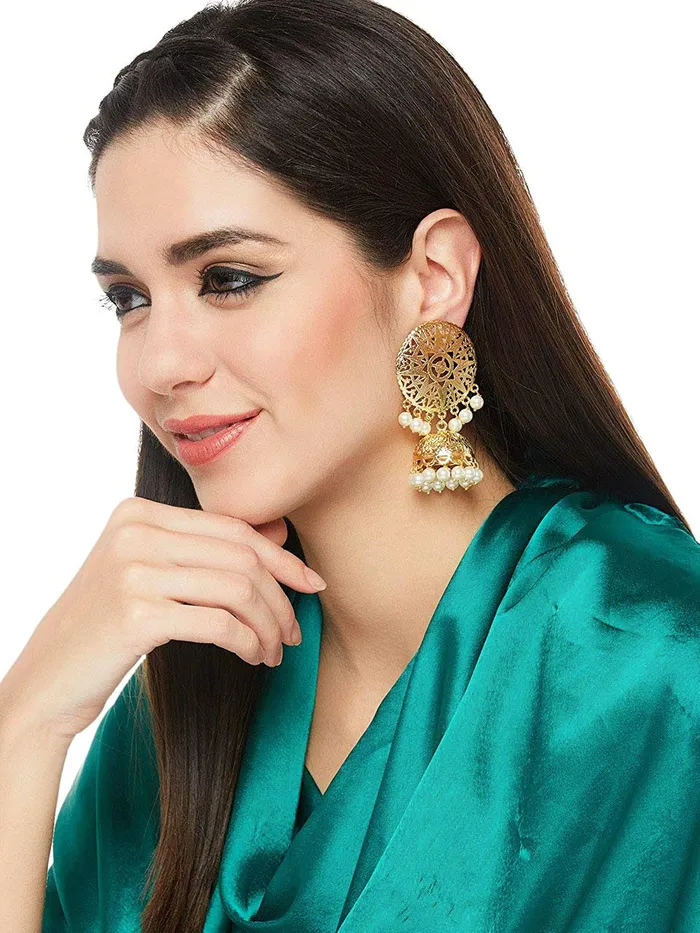 Yellow Chimes Necklaces Yellow Chimes Latest Stylish Contemporary Pearl Jhumka Earrings for Women and Girls