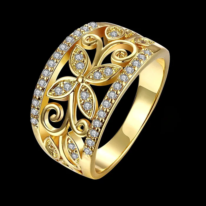 Yellow Chimes Necklaces Yellow Chimes Rings for Women Elegant Stylish Gold Plated Floral Designed Crystal from Austrain Collection Rings for Women and Girls