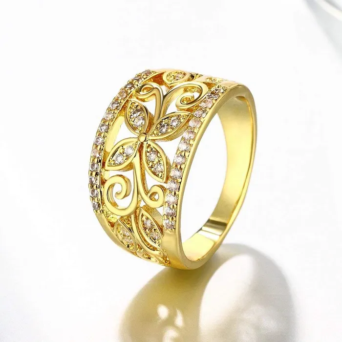 Yellow Chimes Necklaces Yellow Chimes Rings for Women Elegant Stylish Gold Plated Floral Designed Crystal from Austrain Collection Rings for Women and Girls