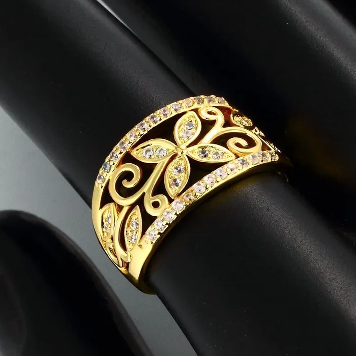 Yellow Chimes Necklaces Yellow Chimes Rings for Women Elegant Stylish Gold Plated Floral Designed Crystal from Austrain Collection Rings for Women and Girls