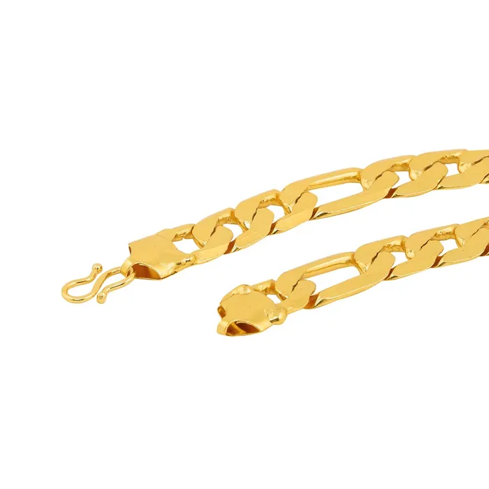 Yellow Chimes Stylish 18K Gold Plated Thick Broad Figaro Wrist Chain Link Bracelet for Men And Boys Yellow Chimes Necklaces