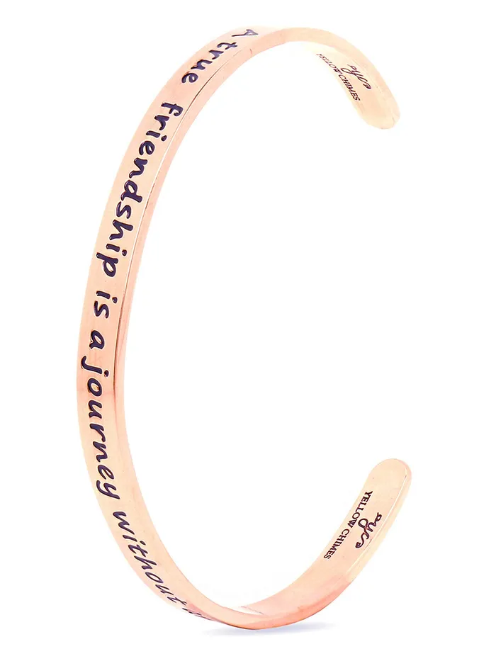 Yellow Chimes True friendship Inspirational Gifts Message Engraved Mirror Polish Stainless Steel Karma Band Kada Bracelet for Women and Girls Yellow Chimes Necklaces