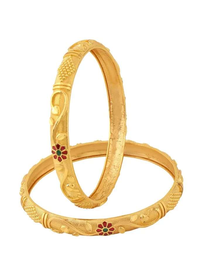 Yellow Chimes Yellow Chimes Bangles for Women Gold Toned Floral Designed Meenakari Touch Traditional Bangles for Women and Girls Earrings Yellow Chimes Yellow Chimes Bangles for Women Gold Toned Floral Designed Meenakari Touch Traditional Bangles for Women and Girls Earrings