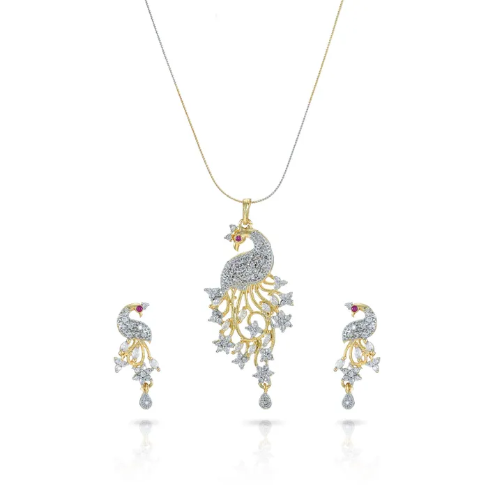 Yellow Chimes Yellow Chimes Sparkling ADAmerican Diamond Latest Fashion Elegant Peacock Shaped Dual Tone Jewellery Pendant Set with Earrings For Women Girls Earrings Yellow Chimes Yellow Chimes Sparkling ADAmerican Diamond Latest Fashion Elegant Peacock Shaped Dual Tone Jewellery Pendant Set with Earrings For Women Girls Earrings