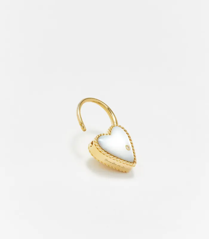 Yvonne Leon Earrings CREOLE CADENAS CUR NACRE OR JAUNE
