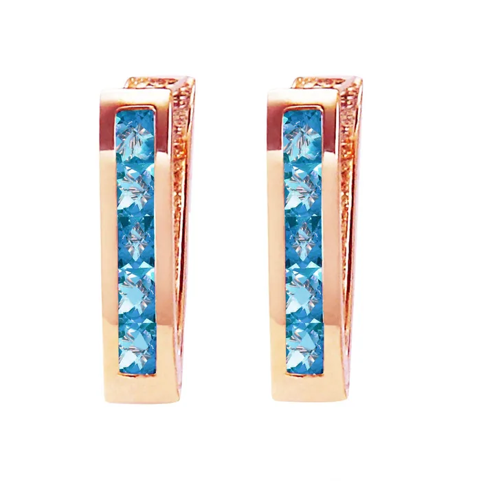 12 Carat 14K Solid Rose Gold Oval Huggie Earrings Blue Topaz MayaMila Earrings 12 Carat 14K Solid Rose Gold Oval Huggie Earrings Blue Topaz MayaMila Earrings