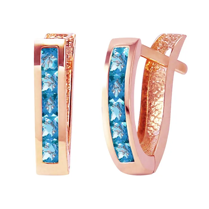 12 Carat 14K Solid Rose Gold Oval Huggie Earrings Blue Topaz MayaMila Earrings 12 Carat 14K Solid Rose Gold Oval Huggie Earrings Blue Topaz MayaMila Earrings