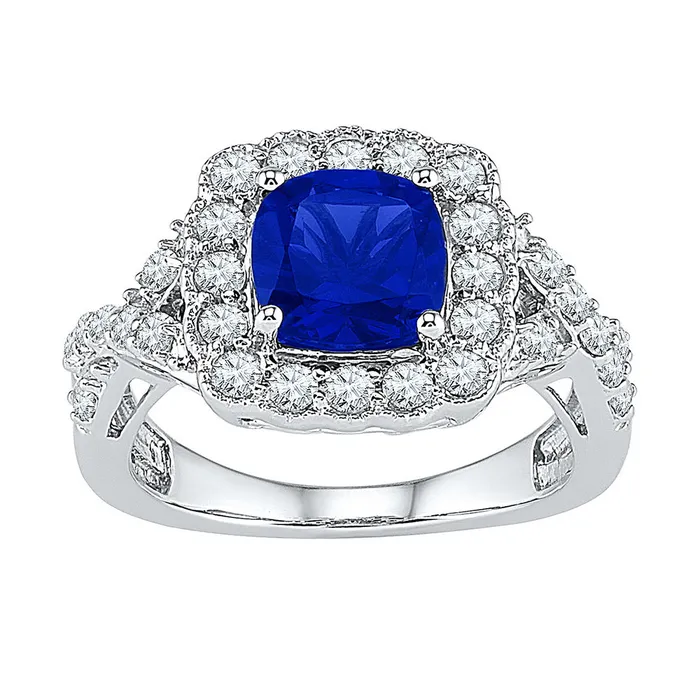 10kt White Gold Womens Princess LabCreated Blue Sapphire Solitaire Ring 334 Cttw mayamila Rings 10kt White Gold Womens Princess LabCreated Blue Sapphire Solitaire Ring 334 Cttw mayamila Rings
